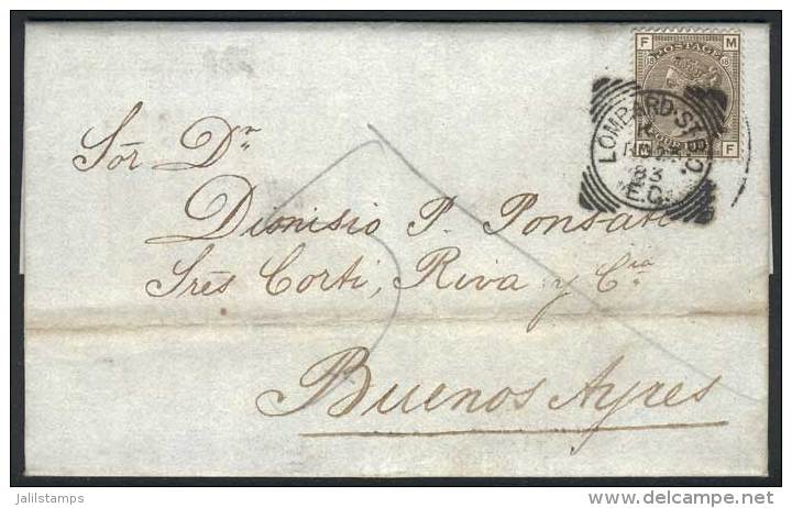 23/NO/1883 LONDON - ARGENTINA: Folded Letter Franked By Sc.84 Plate 18, Cancelled LOMBARD ST. B.O. - E.C., With... - Other & Unclassified