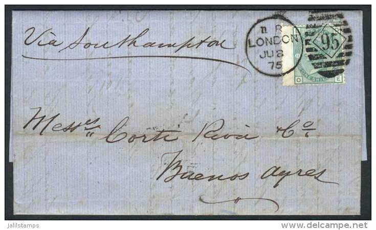 8/JUL/1875 LONDON - ARGENTINA: Complete Folded Letter Franked By Sc.64 Plate 11, With Duplex "95" Cancel, And... - Other & Unclassified