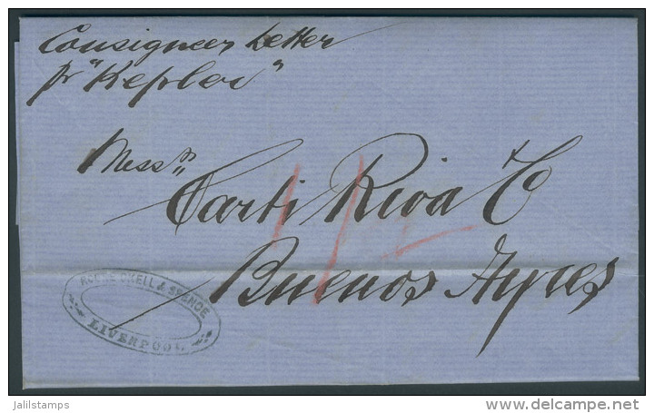 24/MAY/1865 LIVERPOOL - ARGENTINA: Stampless Complete Folded Letter Without Postal Markings, Sent To Buenos Aires,... - Other & Unclassified