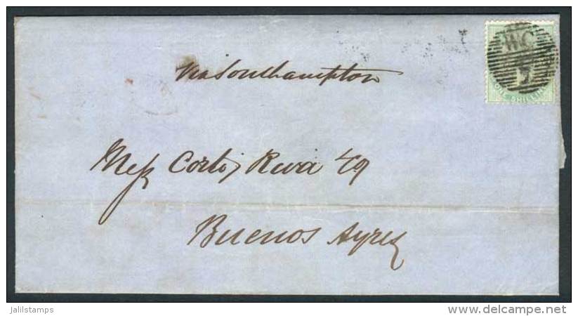 8/JAN/1861 ? - ARGENTINA: Folded Cover Franked By Sc.28, With Semi-mute "WC 7" Cancel, And London Transit... - Other & Unclassified