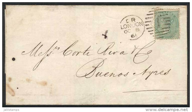 8/OCT/1861 LONDON - ARGENTINA: Folded Cover Franked By Sc.28a, With Duplex Cancel, Sent To Buenos Aires, Fine... - Other & Unclassified