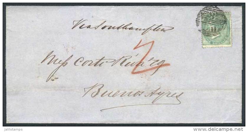 8/JAN/1861 ? - ARGENTINA: Folded Cover Franked By Sc.28, With Semi-mute "WC 8" Cancel, And London Transit... - Other & Unclassified