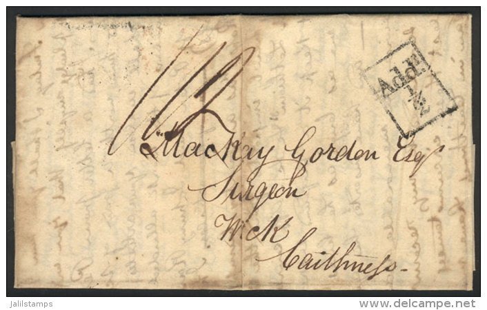 Entire Letter Dated 3/DE/1822, Sent From Glasgow To Caithness, With Interesting Postal Markings And A Long And... - ...-1840 Vorläufer