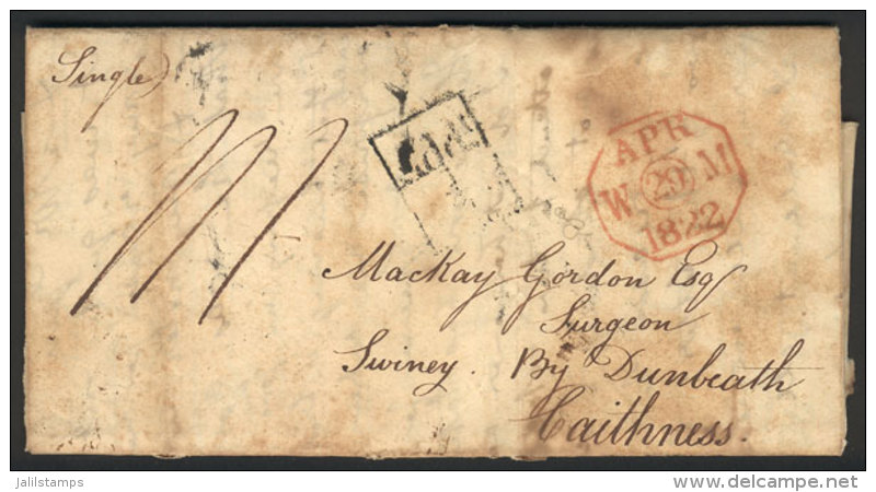 Entire Letter Dated 28/AP/1822, From Glasgow To Caithness, With Interesting Postal Markings And A Long And... - ...-1840 Vorläufer