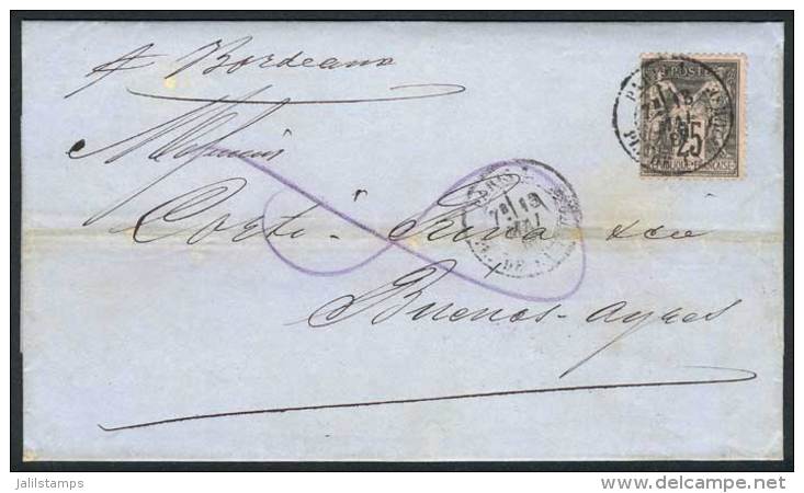 13/MAY/1886 PARIS - ARGENTINA: Folded Cover Franked By Yv.97, With Buenos Aires Arrival Backstamp, VF! - Other & Unclassified