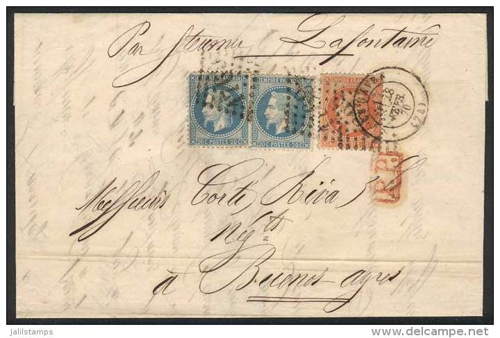 28/FEB/1870 HAVRE - ARGENTINA: Folded Letter Franked By Yv.29B X2 + 31, Sent To Buenos Aires By Steamship... - Other & Unclassified