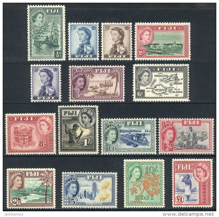 Sc.147/162, 1954/6 Elizabeth And Other Topics, Compl. Set Of 15 Mint Values, Most Unmounted (2 Or 3 Very Lightly... - Fiji (...-1970)