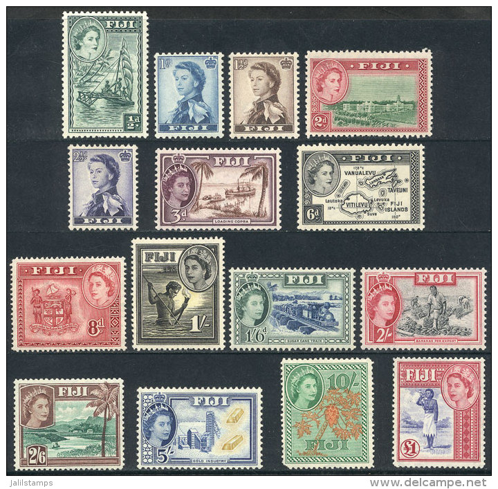 Sc.147/162, 1954/6 Elizabeth And Other Topics, Compl. Set Of 15 Values, Mint Lightly Hinged, VF Quality, Catalog... - Fiji (...-1970)