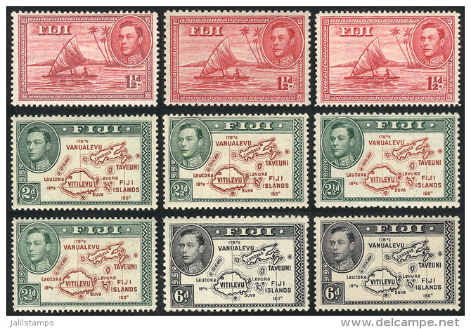 Sc.132/135 + Perforation Variety, Complete Set Of 9 Values, Very Fine Quality (many Are MNH), Catalog Value US$34. - Fidschi-Inseln (...-1970)