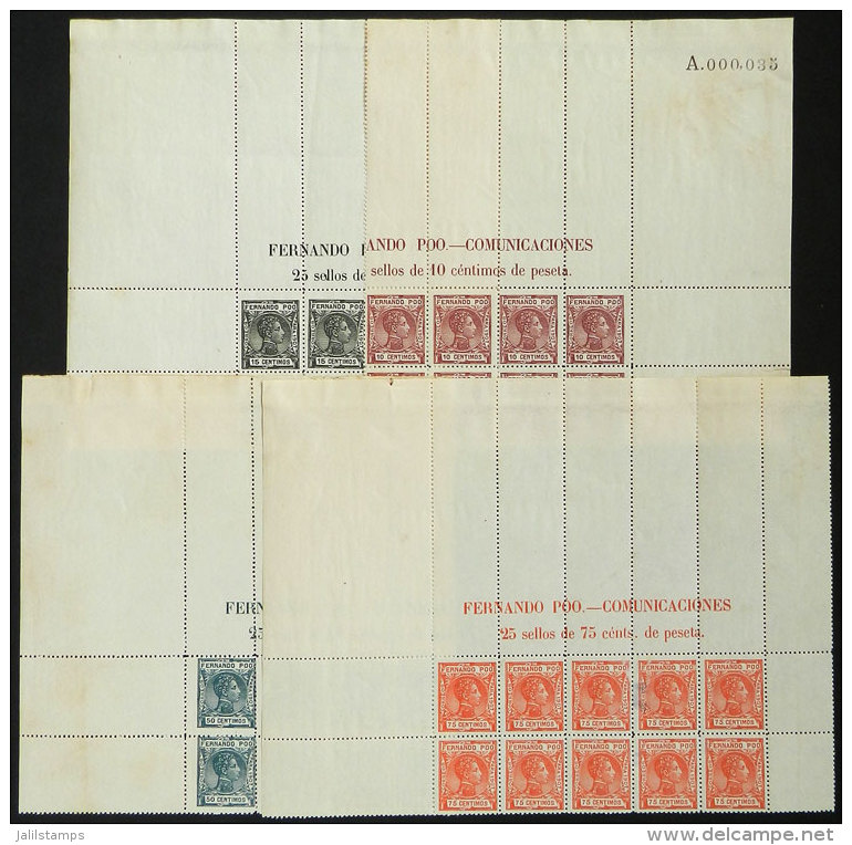 Sc.157 + 158 + 160/1, 1907 4 Values Of The Set In Large Blocks Of 8 Or 10 Unmounted Examples, Excellent Quality (2... - Fernando Po