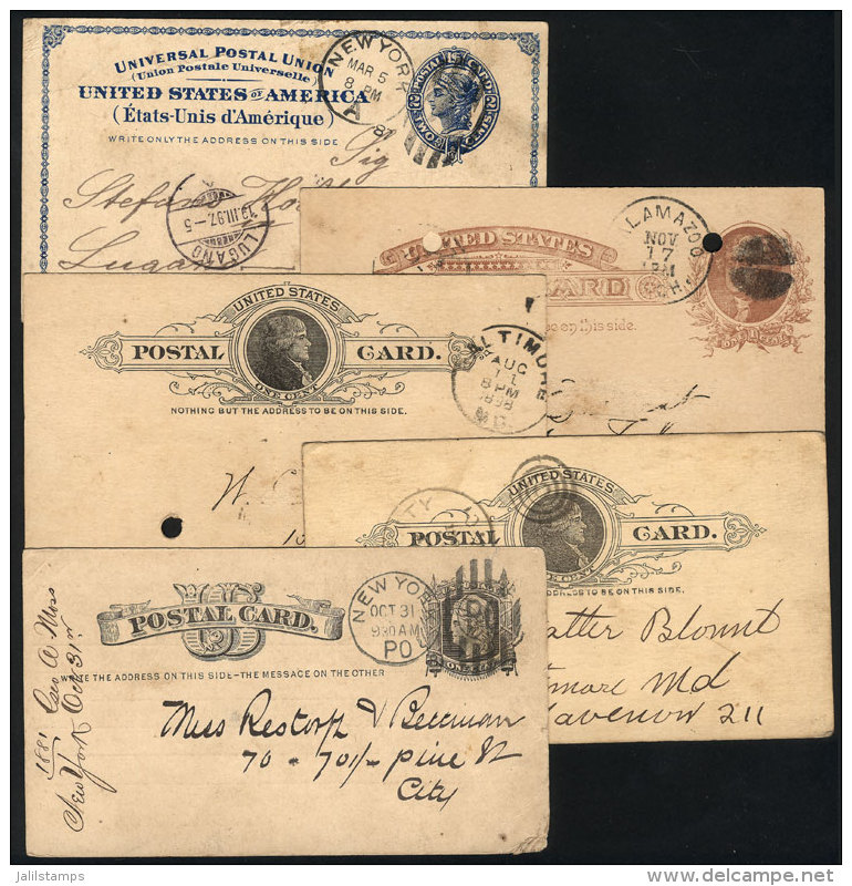 5 Postal Cards Posted Between 1881 And 1894, With Defects, Low Start! - Postal History