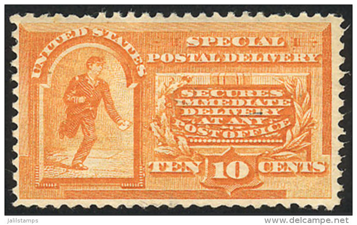Scott E3, 1893 10c. Orange, MNH, Very Nice, Good Example, Catalog Value US$675. - Special Delivery, Registration & Certified