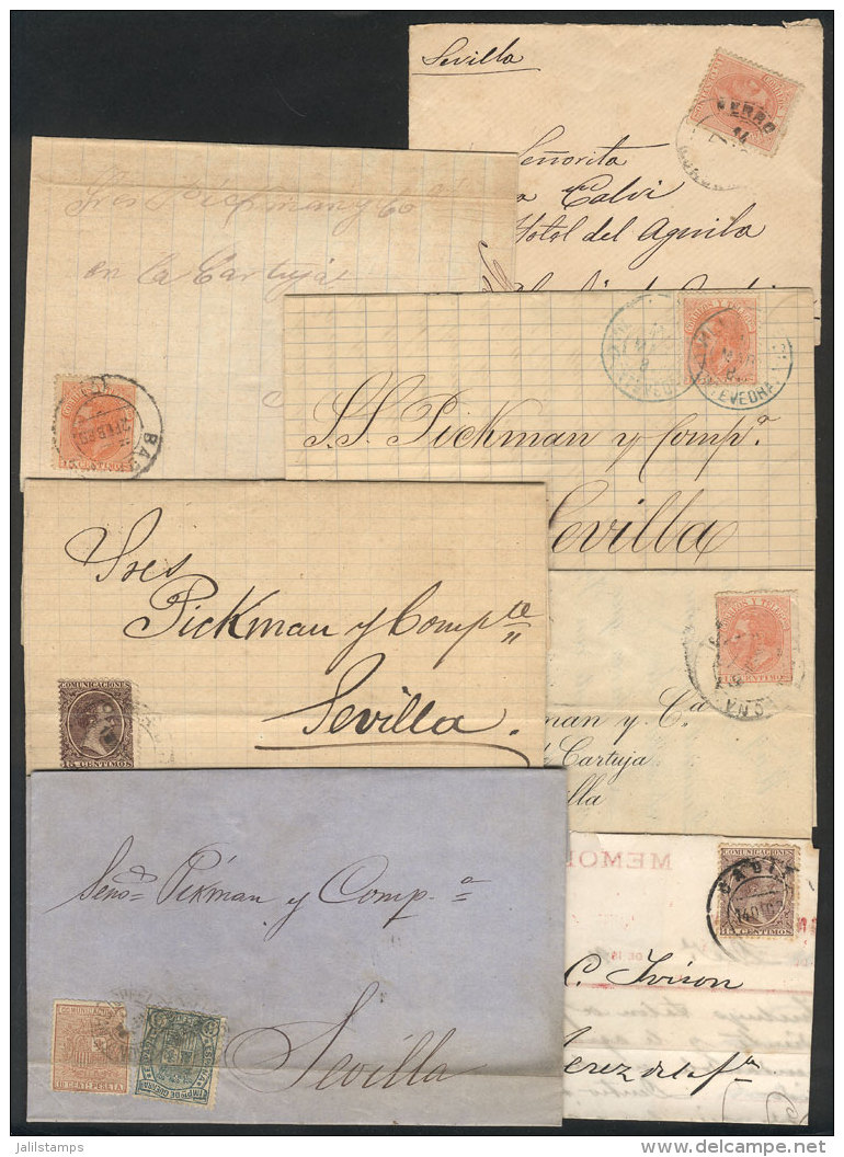 7 Letters And Folded Covers Used Between Circa 1875 And 1892, Interesting Postmarks, VF General Quality (the Oldest... - Other & Unclassified