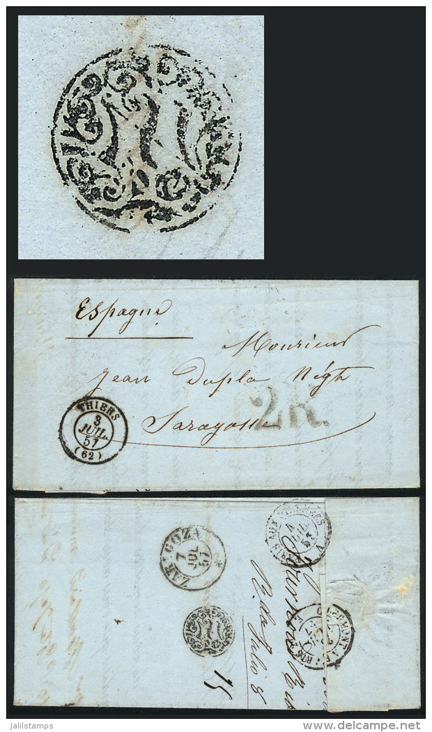 7 Letters Or Folded Covers Posted Between 1853 And 1857, Most From France To BURGOS And ZARAGOZA, All With... - Other & Unclassified