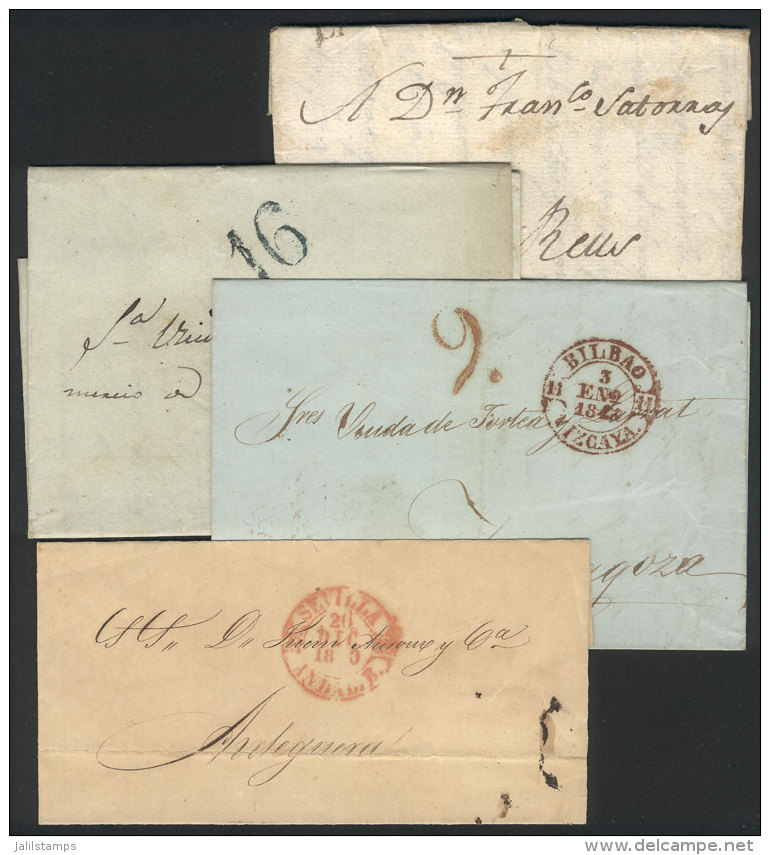 4 Entire Letters Or Folded Covers Used Between 1816 And 1855, Interesting Marks, VF Quality! - ...-1850 Prephilately