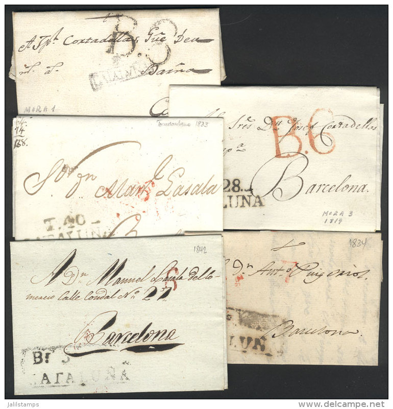 5 Folded Covers Or Letters Of Years 1783 To 1842, All With Interesting Postal Marks Of CATALUÑA, Excellent... - ...-1850 Prephilately