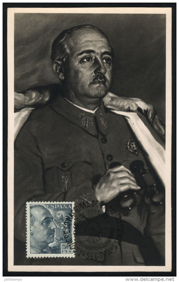 General FRANCO, Maximum Card Of OC/1952, With Special Pmk "Congress Of War Veterans", VF Quality - Maximum Cards