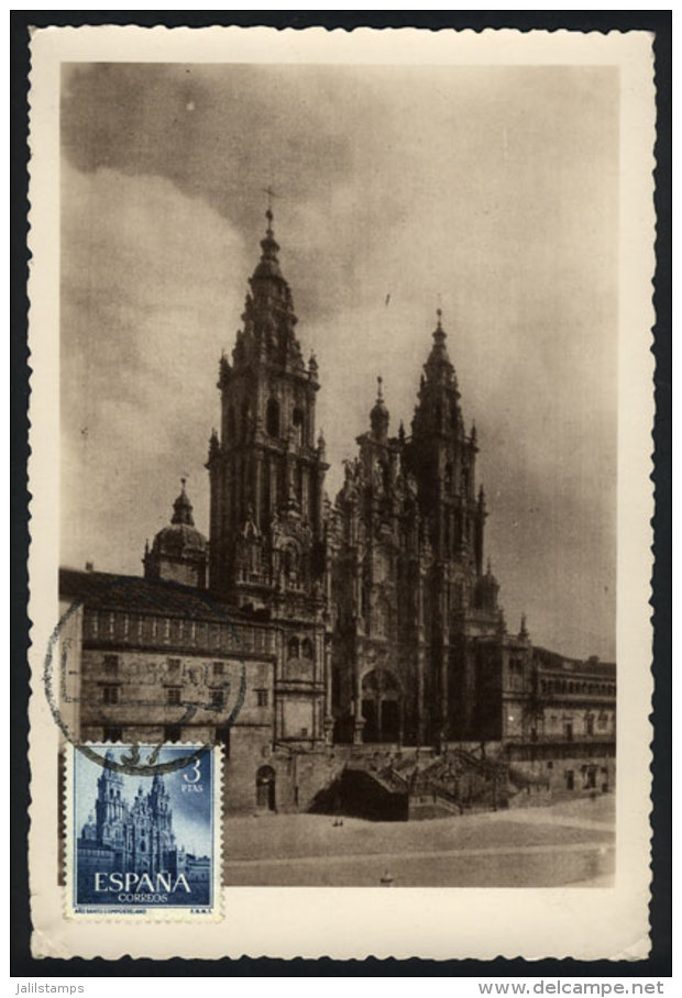 SANTIAGO DE COMPOSTELLA: Cathedral, Maximum Card Of SE/1952, VF Quality - Maximum Cards