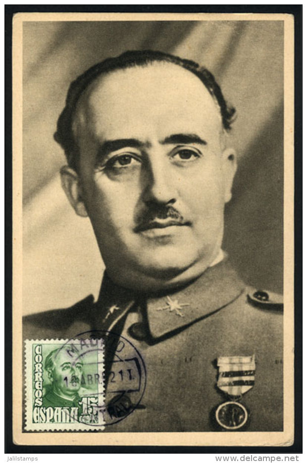 Portrait Of General FRANCO, Maximum Card Of AP/1952, VF Quality - Maximum Cards