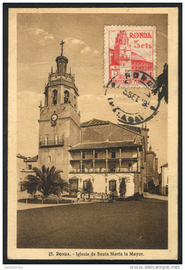 RONDA: Church, Maximum Card Of 5/SE/1939 With Municipal Cinderella, VF Quality - Maximumkarten