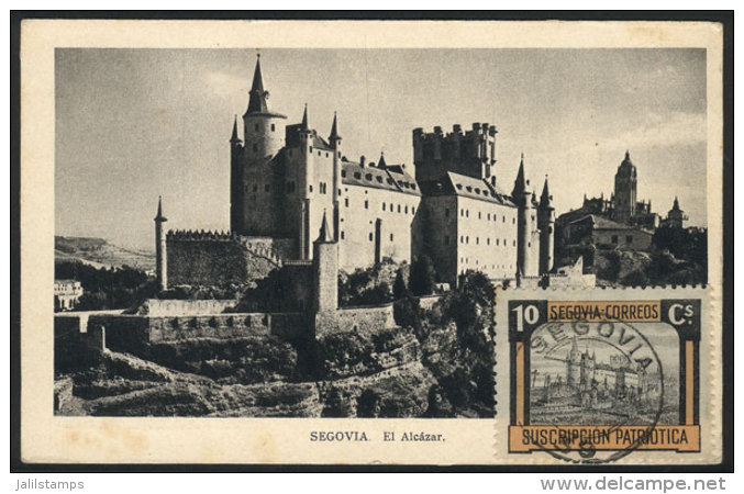 SEGOVIA: Alcazar, Maximum Card Of AU/1938, With Stain Spots On Back - Maximum Cards