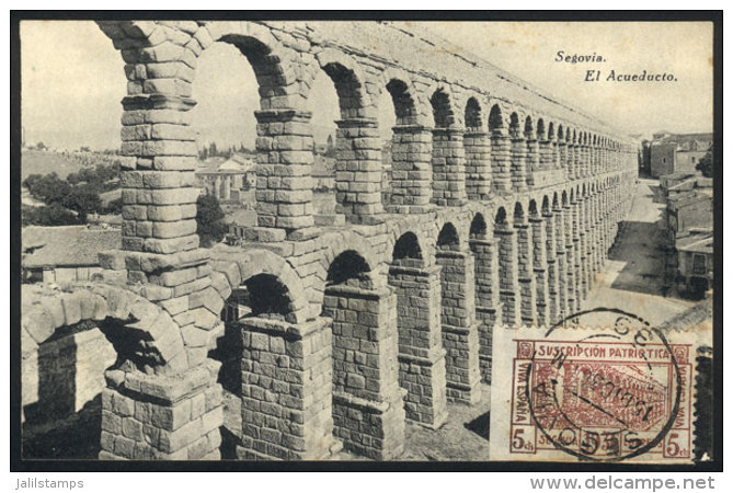 SEGOVIA: Aquaduct, Maximum Card Of DE/1936 With Patriotic Cinderella, With Some Staining Mainly On Back - Maximum Cards