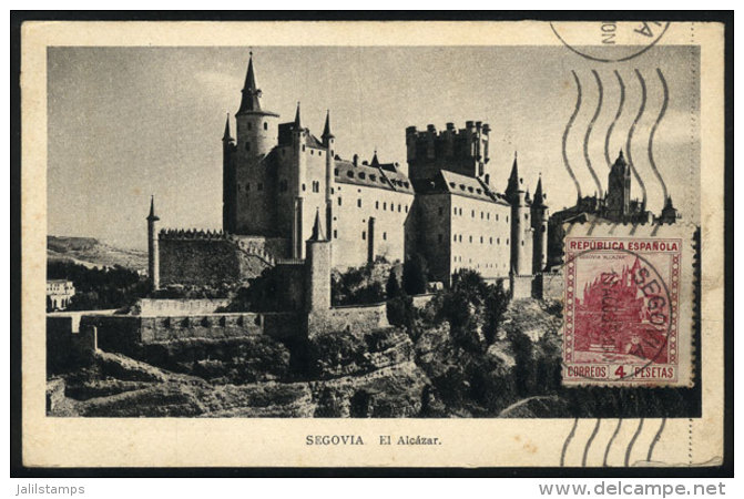 SEGOVIA: Alcázar, Maximum Card Of AU/1935, With Some Stain Spots On Back, Good Front - Maximum Cards