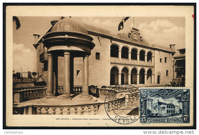 SEVILLA: Ibero-American Expo, Pavilion Of Dominican Rep., Maximum Card Of 12/OC/1930, With Special Pmk, VF Quality - Maximum Cards