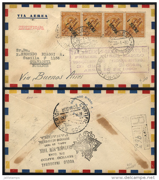 28/AP/1930 PANAGRA First Flight Guayaquil - Buenos Aires, Argentina (Mü.46): Cover With Special Marks On Front... - Ecuador