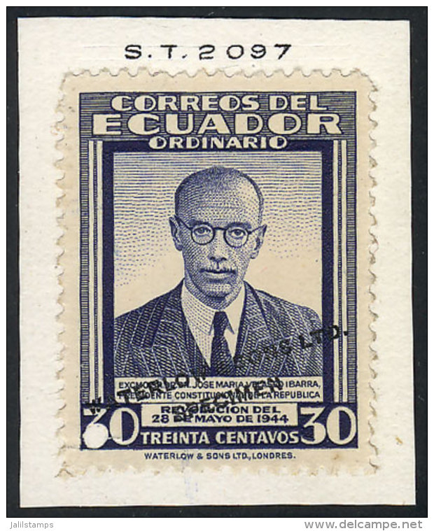 Year 1944, 30c. President Ibarra, SPECIMEN Of Waterlow &amp; Sons Ltd. In A Color Different From The Adopted One,... - Ecuador