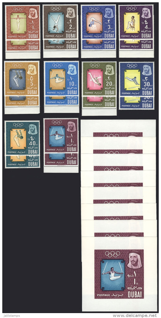 Sc.43/52, 1964 Tokyo Olympic Games, 2 Complete Sets + 8 Imperforate Souvenir Sheets, Unmounted, Excellent Quality,... - Dubai