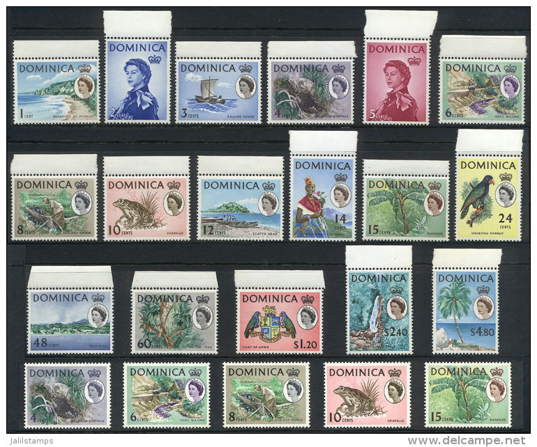 Sc.164/180 + 167a/174a, 1963 And 1966/7 Animals, Birds, Landscapes Etc., Complete Set Of 17 Values + 5 With... - Dominica (...-1978)