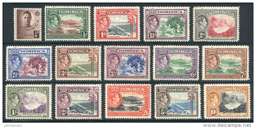 Sc.97/111, 1938/47 Complete Set Of 15 Values, Mint With Tiny And Barely Visible Hinge Marks (appear MNH), VF... - Dominica (...-1978)