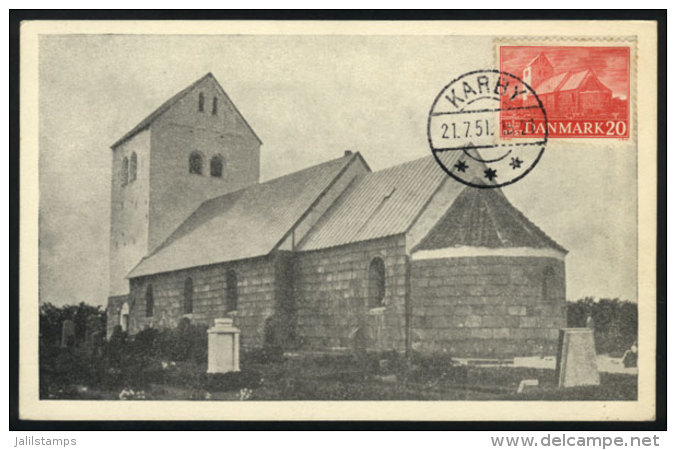 Maximum Card Of JUL/1951: A Church, With Cancel Of Karby, VF Quality - Maximumkarten (MC)