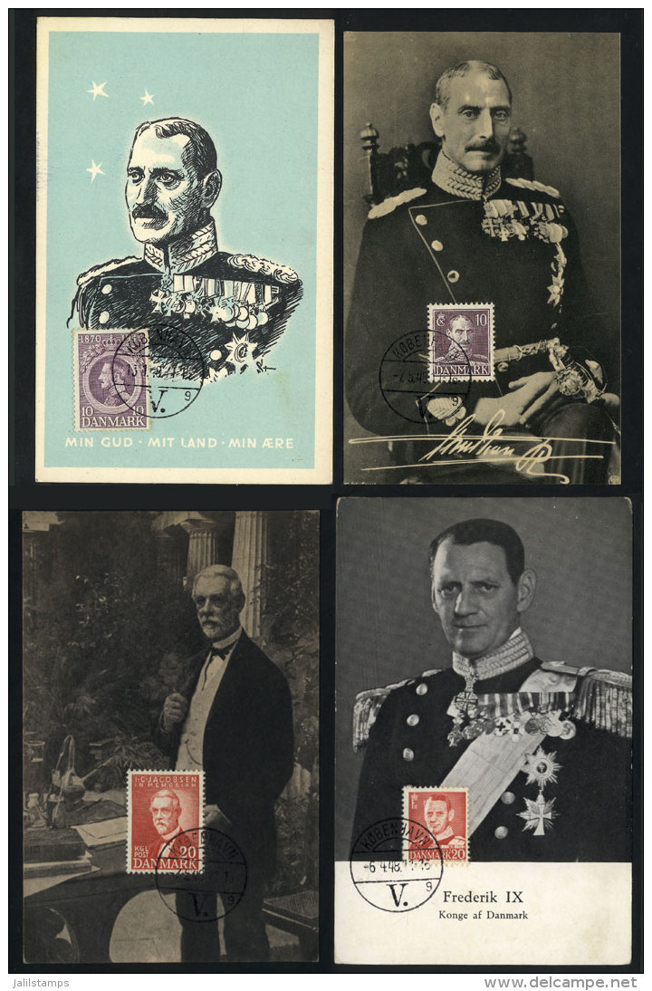 4 Maximum Cards Of 1948, KINGS + Industrialist JC Jacobsen, Fine General Quality - Maximumkarten (MC)