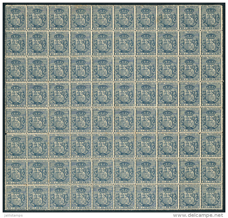 Yvert 79, 1896 10c. Gray-blue, Fantastic Block Of 80 Examples, Unmounted, Excellent Quality (2 Stamps With Minor... - Telegraph