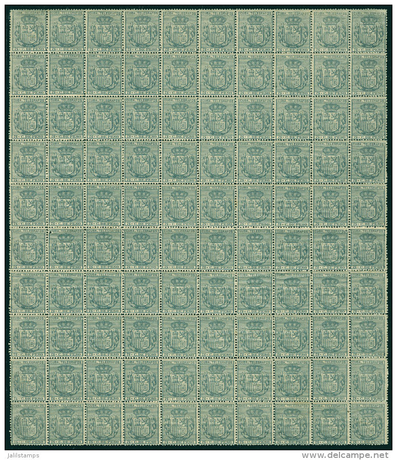 Yvert 78, 1896 5c. Bluish Green, Fantastic Block Of 100 Examples, Unmounted, Excellent Quality, Very Fresh And... - Telegraph