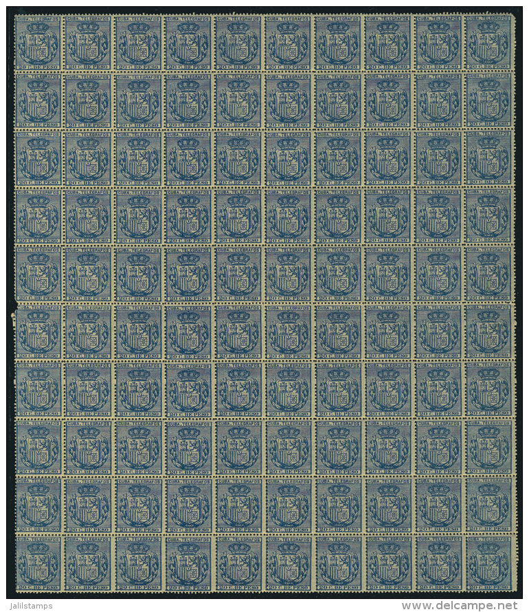 Yvert 76, 1894 20c. Blue, Fantastic Block Of 100 Examples, Unmounted, Excellent Quality (2 Stamps With Minor... - Telegraph