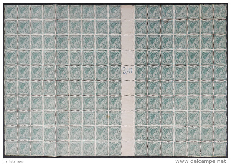 Yvert 25, 1878 25c. Green, Spectacular Block Of 160 Examples Containing 10 Gutter Pairs, Very Nice, Fine Quality... - Other & Unclassified