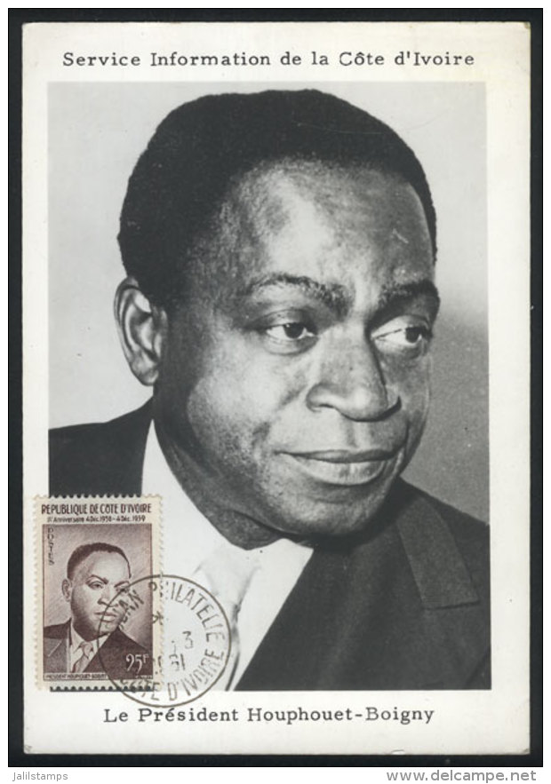 President Houphouet-Boigny, Maximum Card Of 1961, VF Quality - Ivory Coast (1960-...)