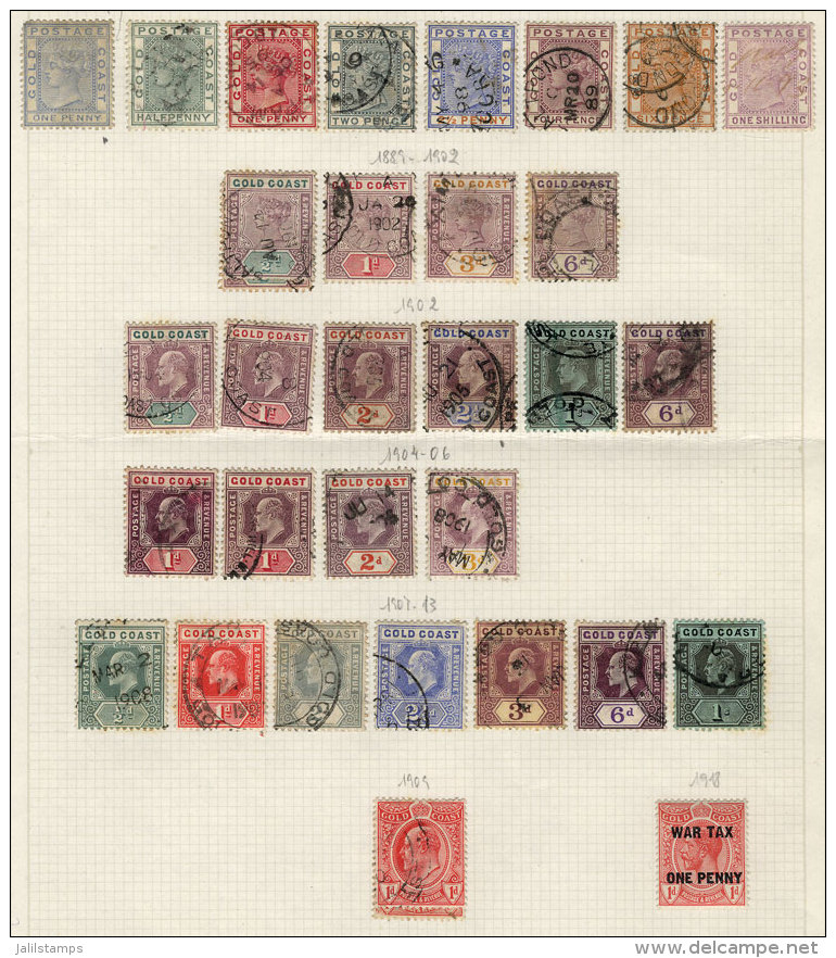 Several Dozens Stamps Of The Gold Coast, Zanzibar And Turks &amp; Caicos On Album Pages, Perfect Lot To Look For... - Other & Unclassified