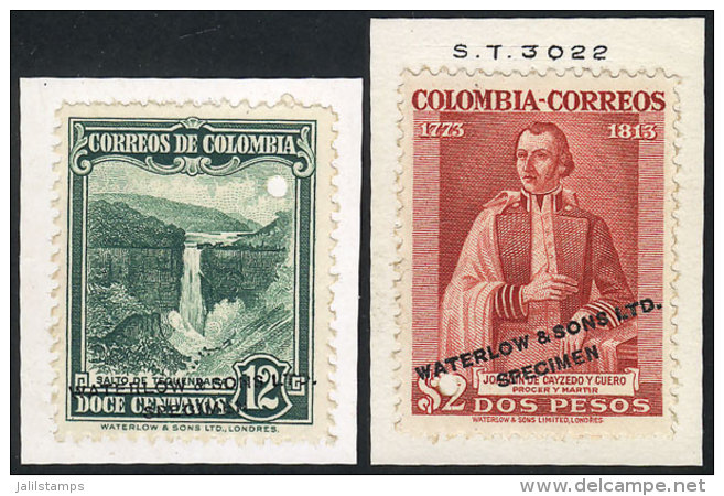 Sc.444 (1937 Tequendama Falls 12c.) + 2P. Joaquín De Cayzedo Y Cuero, SPECIMENS Of Waterlow &amp; Sons Ltd.... - Colombia