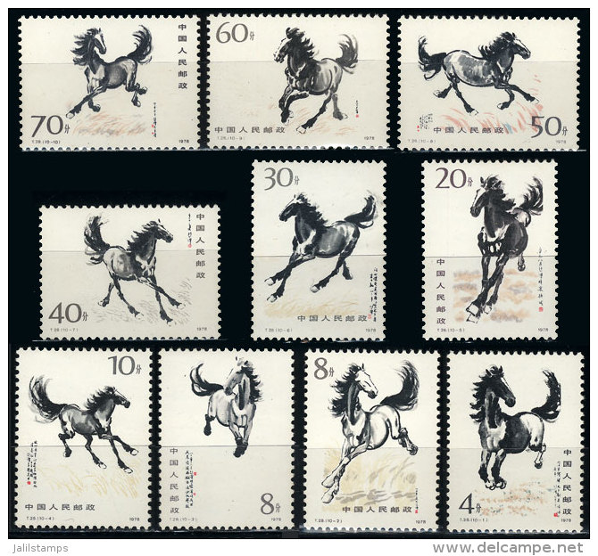 Sc.1389/1398, 1978 Horses, Cmpl. Set Of 10 Values, MNH But The Gum Barely Toned, Good Appearance, Catalog Value... - Ungebraucht
