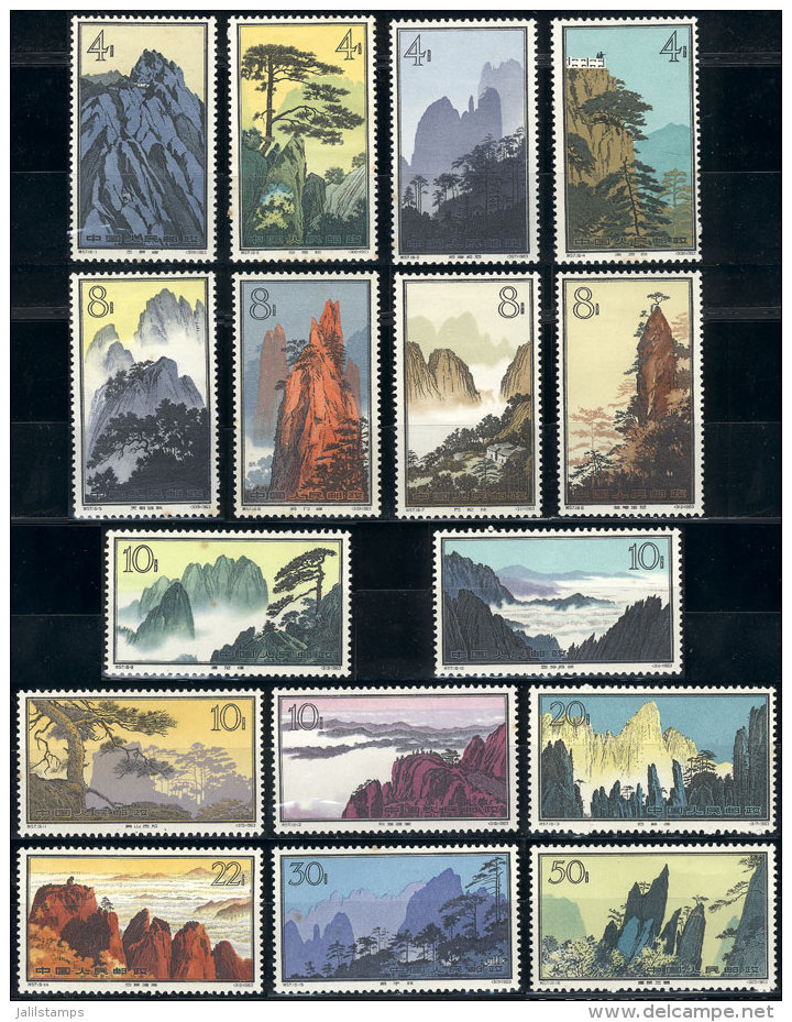 Sc.716/731, 1963 Huangshan Mountains, Complete Set Of 16 Values, Mint But With Stain Spots On Gum (they Can We... - Unused Stamps