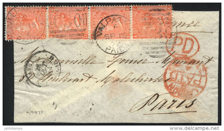 BRITISH POSTAL AGENCY IN VALPARAISO: Mourning Cover Sent From Valparaiso To Paris On 18/SE/1872 By British Mail,... - Chile