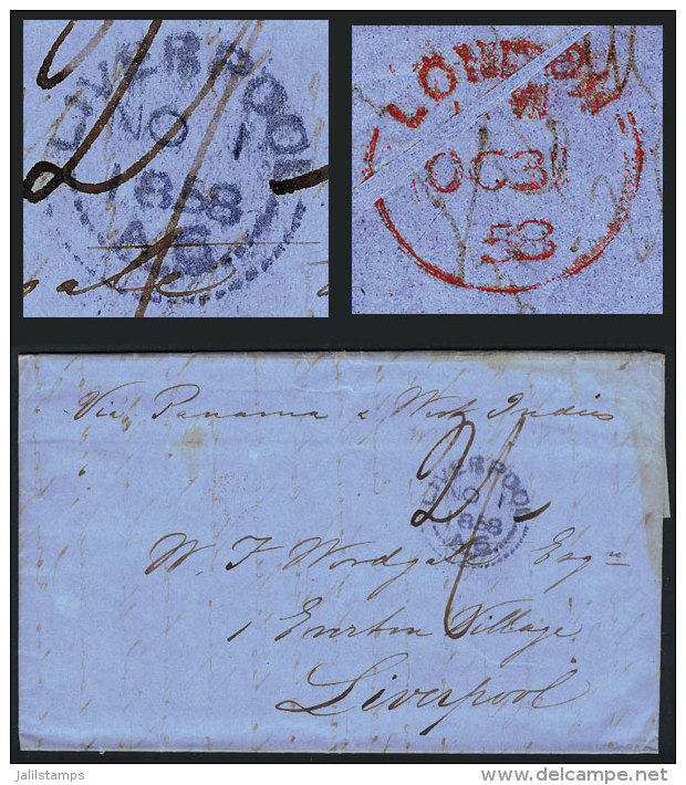 Entire Letter Sent From Valparaiso To Liverpool On 15/SE/1858 By British Mail, With An English Arrival Mark Of... - Chile