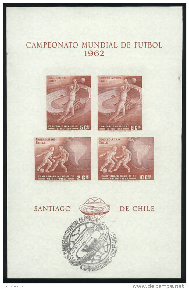 Year 1962, Football World Cup, Souvenir Sheet With Special Postmark, VF Quality! - Chile