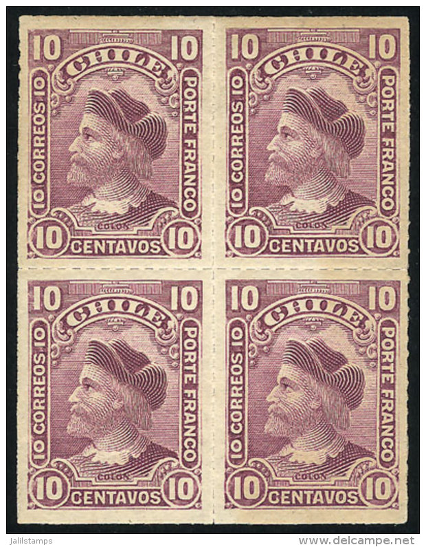 Yv.37 (Sc.42), Mint Block Of 4 Of VF Quality (1 Stamp MNH), Very Nice! - Chile