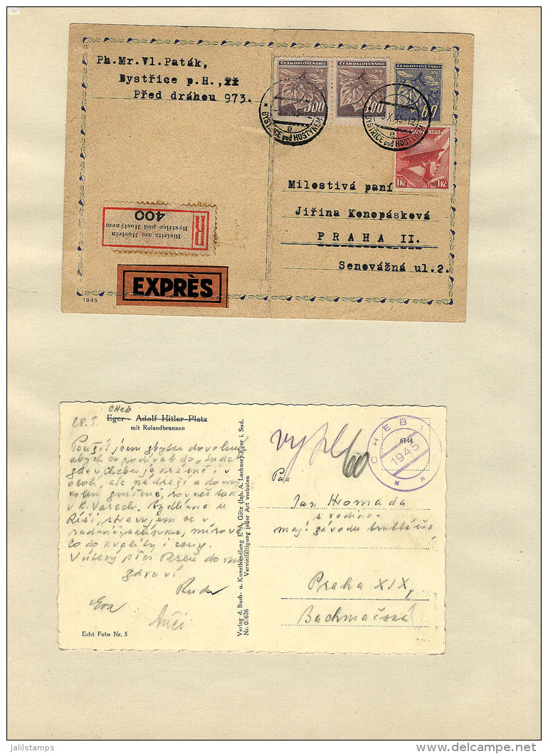 Album With Large Number Of Covers And Cards Of Circa 1945/1990, Most With Interesting Special Postmarks, Also Some... - Collections, Lots & Series