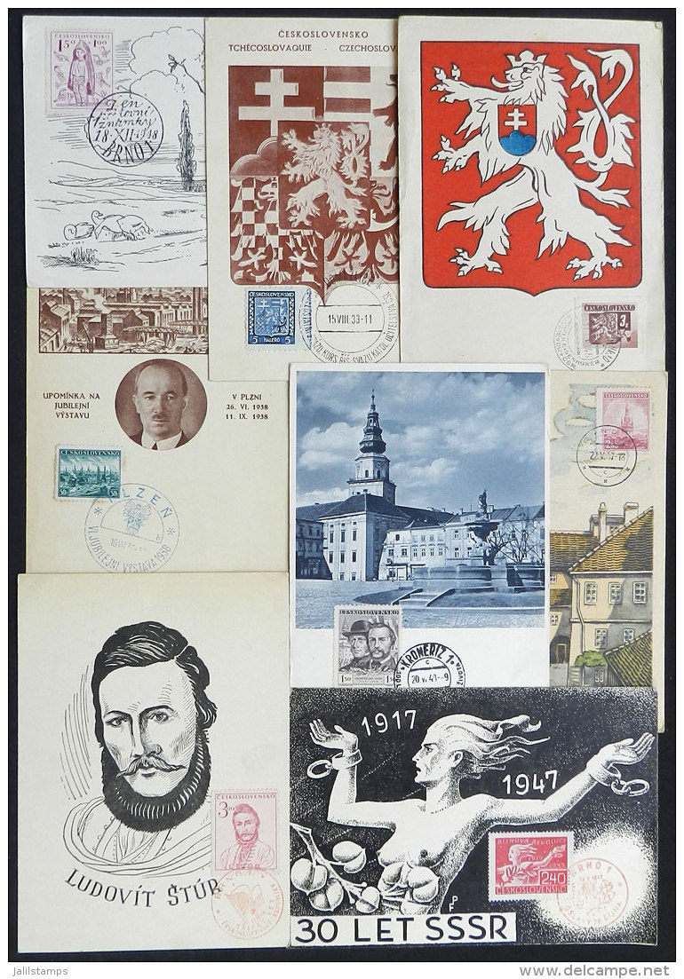 8 Maximum Cards Of 1933/48, Varied Topics: Industry, Coats Of Arms, Russian Revolution, Children, Politics, Etc.,... - Other & Unclassified